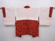 Photo6: 5927T09z440 Vintage Japanese Kimono Silk HAORI Flower Tomato red (6)