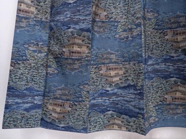 Photo4: 5927T12z740  Japanese Kimono Silk OSHIMA TSUMUGI Kinkaku-ji Temple (4)