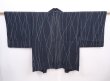 Photo1: 6001T01z310 Vintage Japanese Kimono Silk See through HAORI  Dark green-gray (1)