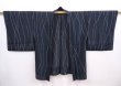 Photo5: 6001T01z310 Vintage Japanese Kimono Silk See through HAORI  Dark green-gray (5)