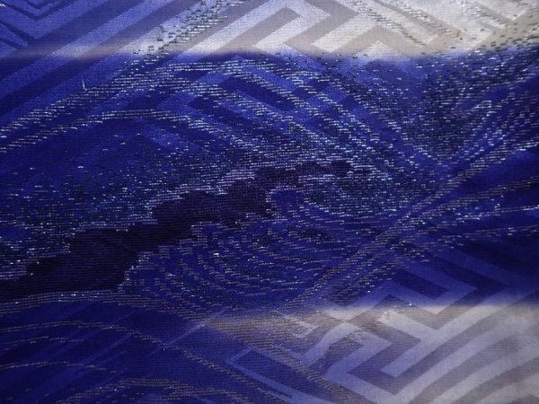 Photo4: 6001T02z440 Vintage Japanese Kimono Silk HAORI Fog Dark lavender blue (4)