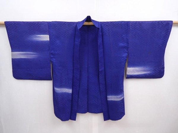Photo7: 6001T02z440 Vintage Japanese Kimono Silk HAORI Fog Dark lavender blue (7)