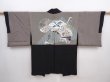 Photo1: 6001T03z470 Vintage Japanese Kimono Silk HAORI Sparrow Black (1)
