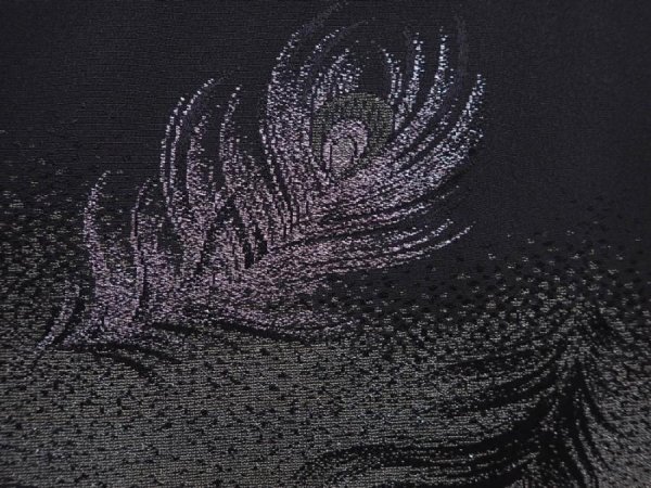 Photo4: 6001T05z540 Vintage Japanese Kimono Silk HAORI Peacock feather Black (4)