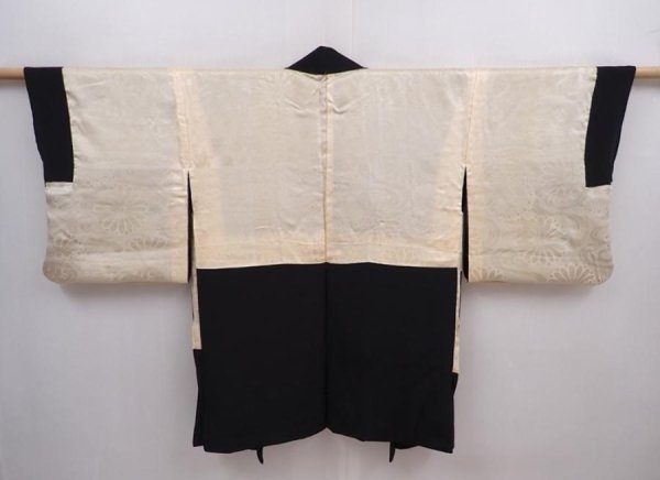 Photo8: 6001T05z540 Vintage Japanese Kimono Silk HAORI Peacock feather Black (8)