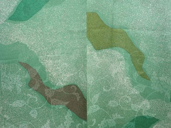 Photo3: 6001T06z480 Vintage Japanese Kimono Silk HAORI  Light green (3)