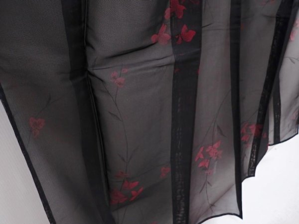Photo3: 6001T07z370 Vintage Japanese Kimono Silk KOMON Flower Black (3)