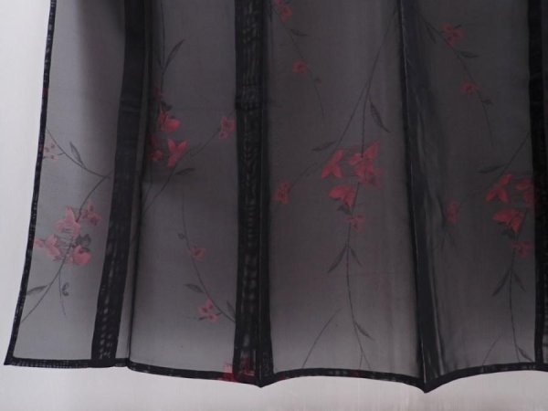 Photo4: 6001T07z370 Vintage Japanese Kimono Silk KOMON Flower Black (4)