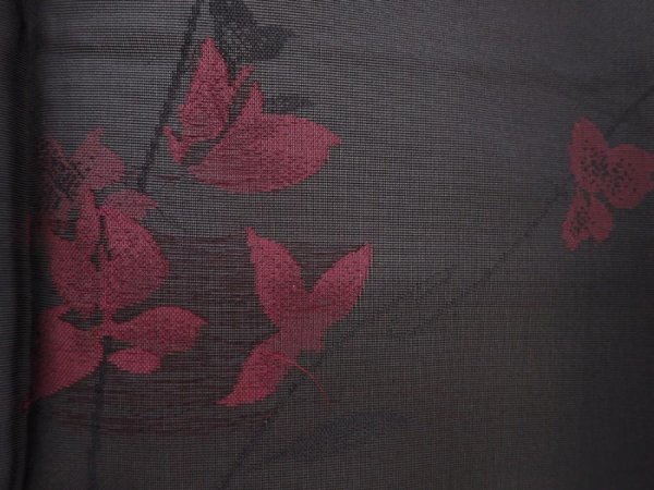 Photo6: 6001T07z370 Vintage Japanese Kimono Silk KOMON Flower Black (6)
