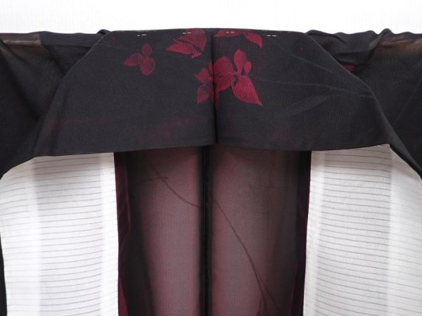 Photo7: 6001T07z370 Vintage Japanese Kimono Silk KOMON Flower Black (7)