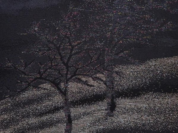 Photo4: 6001T09z620 Vintage Japanese Kimono Silk HAORI Trees Black (4)