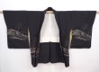 Photo6: 6001T09z620 Vintage Japanese Kimono Silk HAORI Trees Black (6)