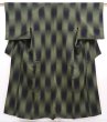 Photo1: 6001T12z910 Vintage Japanese Kimono Silk OMESHI KOMON Grass green (1)
