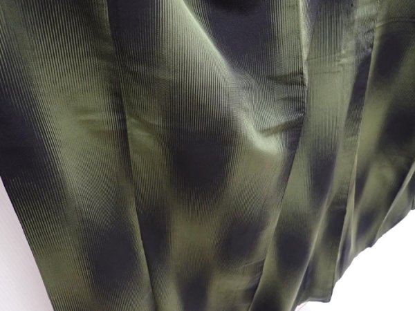 Photo3: 6001T12z910 Vintage Japanese Kimono Silk OMESHI KOMON Grass green (3)