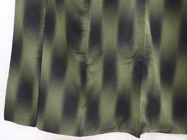 Photo4: 6001T12z910 Vintage Japanese Kimono Silk OMESHI KOMON Grass green (4)