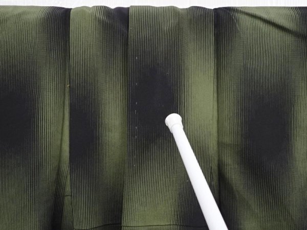 Photo8: 6001T12z910 Vintage Japanese Kimono Silk OMESHI KOMON Grass green (8)