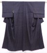 Photo1: 6001T13z820 Vintage Japanese Kimono Silk TSUMUGI  Black (1)