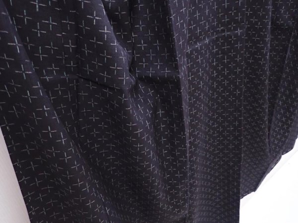 Photo3: 6001T13z820 Vintage Japanese Kimono Silk TSUMUGI  Black (3)