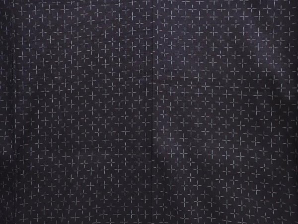 Photo4: 6001T13z820 Vintage Japanese Kimono Silk TSUMUGI  Black (4)
