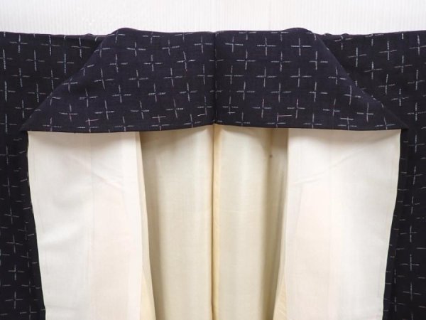 Photo6: 6001T13z820 Vintage Japanese Kimono Silk TSUMUGI  Black (6)