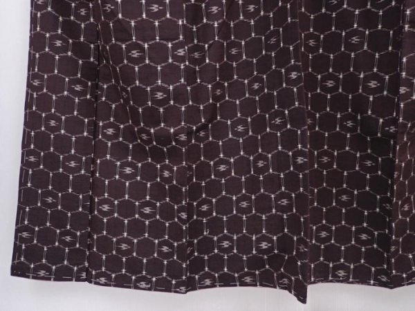 Photo4: 6001T14z760 Vintage Japanese Kimono Silk TSUMUGI  Dark brown (4)