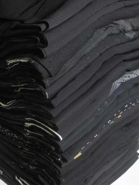 Photo1: DHGB01z14  Japanese Kimono Silk BLACK HAORI 25pcs FREE SHIPPING (1)