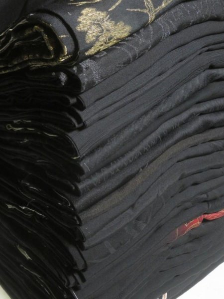 Photo1: DHGB02z14  Japanese Kimono Silk BLACK HAORI 25pcs FREE SHIPPING (1)