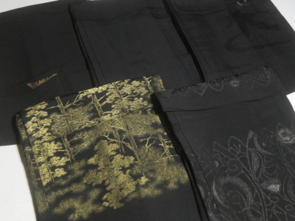 Photo2: DHGB02z14  Japanese Kimono Silk BLACK HAORI 25pcs FREE SHIPPING (2)