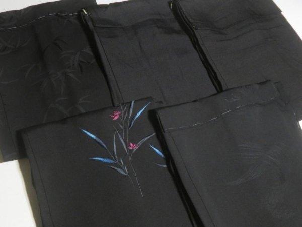 Photo6: DHGB02z14  Japanese Kimono Silk BLACK HAORI 25pcs FREE SHIPPING (6)