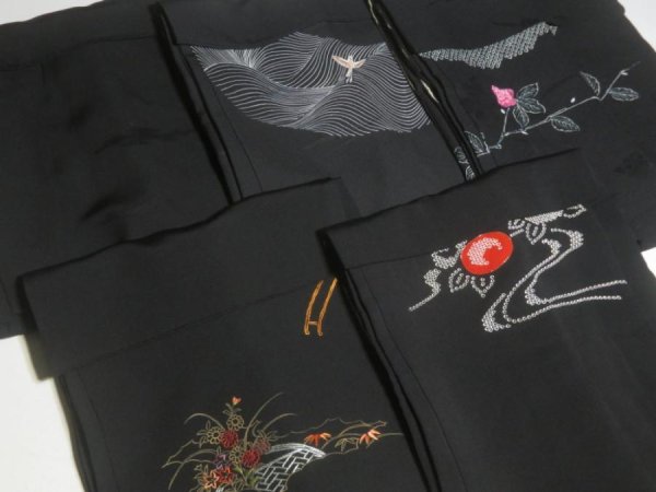 Photo8: DHGB02z14  Japanese Kimono Silk BLACK HAORI 25pcs FREE SHIPPING (8)