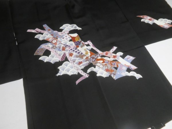 Photo6: DHGB03z14  Japanese Kimono Silk BLACK HAORI 25pcs FREE SHIPPING (6)