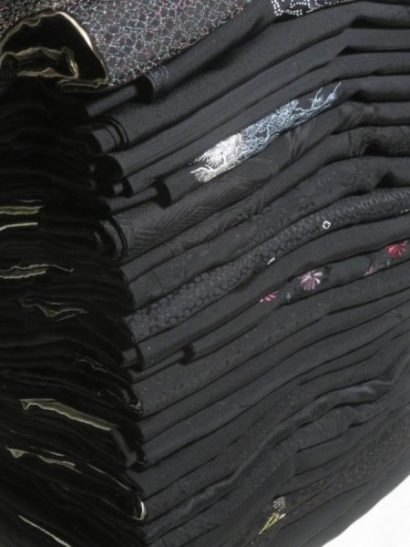 Photo1: DHGB04z14  Japanese Kimono Silk BLACK HAORI 25pcs FREE SHIPPING (1)