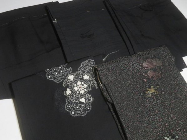 Photo2: DHGB04z14  Japanese Kimono Silk BLACK HAORI 25pcs FREE SHIPPING (2)