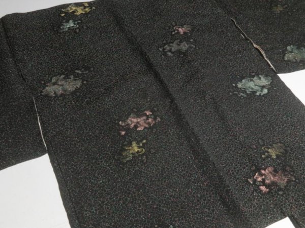 Photo3: DHGB04z14  Japanese Kimono Silk BLACK HAORI 25pcs FREE SHIPPING (3)