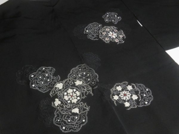 Photo4: DHGB04z14  Japanese Kimono Silk BLACK HAORI 25pcs FREE SHIPPING (4)