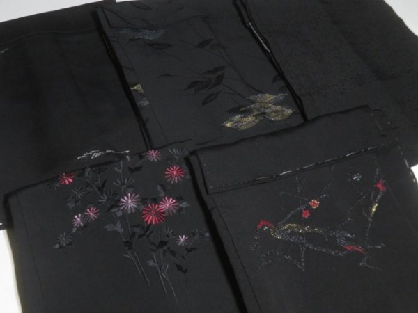 Photo6: DHGB04z14  Japanese Kimono Silk BLACK HAORI 25pcs FREE SHIPPING (6)