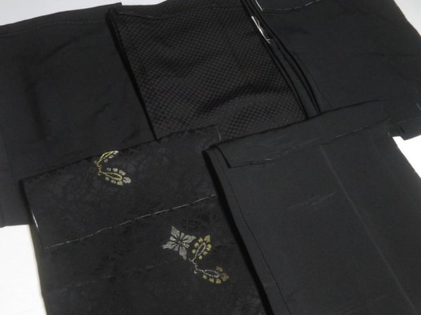 Photo7: DHGB04z14  Japanese Kimono Silk BLACK HAORI 25pcs FREE SHIPPING (7)