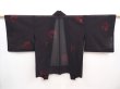 Photo1: 6002T01z300 Vintage Japanese Kimono Silk See through HAORI Flower Black (1)