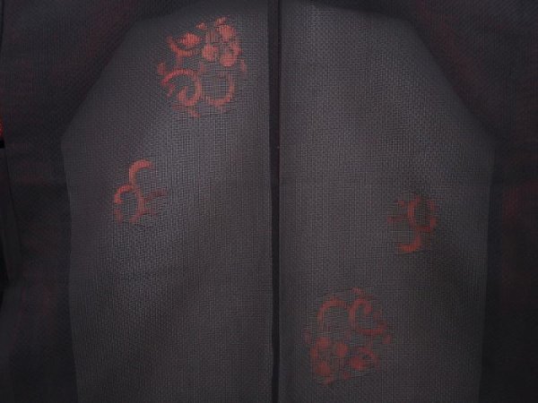Photo3: 6002T01z300 Vintage Japanese Kimono Silk See through HAORI Flower Black (3)