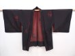 Photo5: 6002T01z300 Vintage Japanese Kimono Silk See through HAORI Flower Black (5)