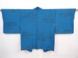Photo1: 6002T02z480 Vintage Japanese Kimono Silk HAORI Pine needle Cyan blue (1)