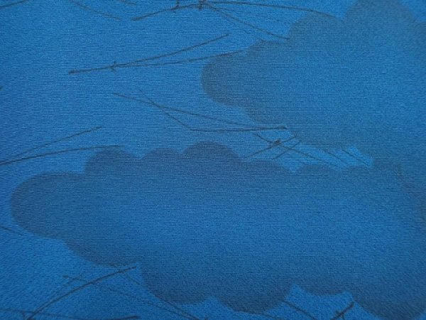 Photo4: 6002T02z480 Vintage Japanese Kimono Silk HAORI Pine needle Cyan blue (4)