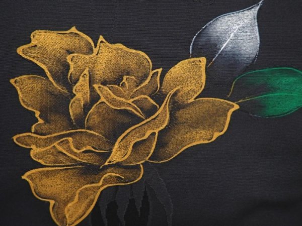 Photo4: 6002T03z560 Vintage Japanese Kimono Silk HAORI Rose Black (4)