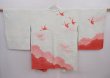 Photo1: 6002T04z590 Vintage Japanese Kimono Silk HAORI Flying crane Soft green (1)