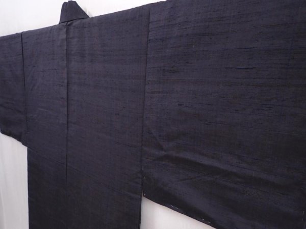 Photo2: 6002T05z840 Vintage Japanese Kimono Silk Men's  Plain Lamp black (2)
