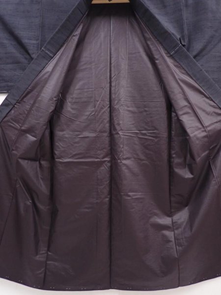 Photo6: 6002T05z840 Vintage Japanese Kimono Silk Men's  Plain Lamp black (6)