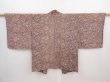Photo1: 6002T06z490 Vintage Japanese Kimono Silk HAORI Bird Dull red (1)