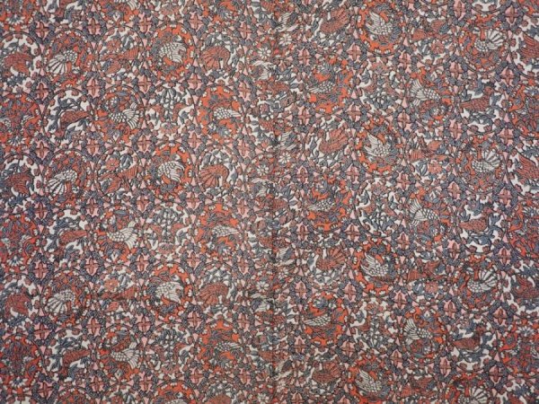 Photo3: 6002T06z490 Vintage Japanese Kimono Silk HAORI Bird Dull red (3)