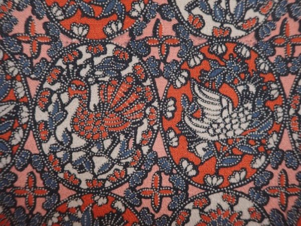 Photo4: 6002T06z490 Vintage Japanese Kimono Silk HAORI Bird Dull red (4)