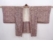 Photo5: 6002T06z490 Vintage Japanese Kimono Silk HAORI Bird Dull red (5)